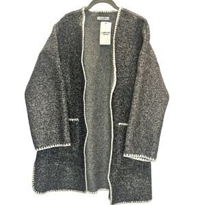 Loriane Collection – Open Front Textured Cardigan – Grey – One Size